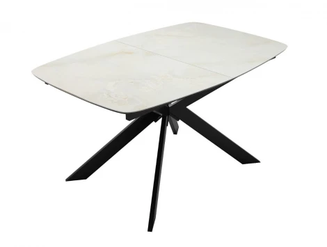 Стол DikLine BK140 Керамика глянец Ostra Bianco (мрамор глянец белый)/подстолье черное/опоры черные 00-00080686