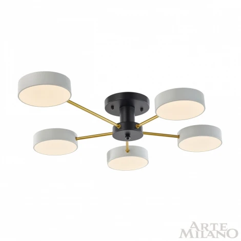 Потолочная люстра на штанге Arte Milano Ferrara 252006/5 Bk/Wh (LED, 220V, круглые)