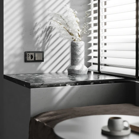 Выключатель одноклавишный с подсветкой (графит акрил) Werkel W1110144 (a064077)