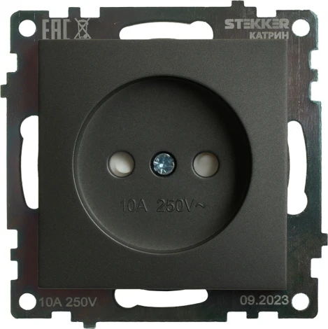 Розетка без заземления со шторками (графит) Stekker Катрин 49420