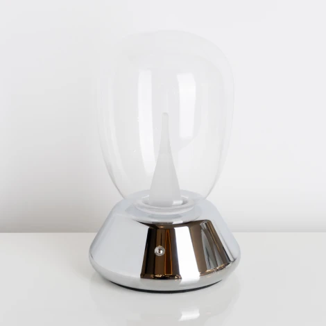 Настольная лампа диммируемая 10W 3000K прозрачный/хром Lightstar Uovo III 807904