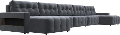 Диван п-образный с полками Лига-053 НПБ МегаЛонг Лига Диванов (Велюр) арт.129007