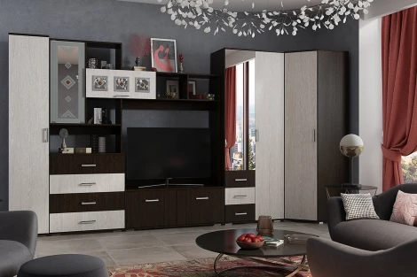 Шкаф БТС угловой Белла, венге/ясень белый