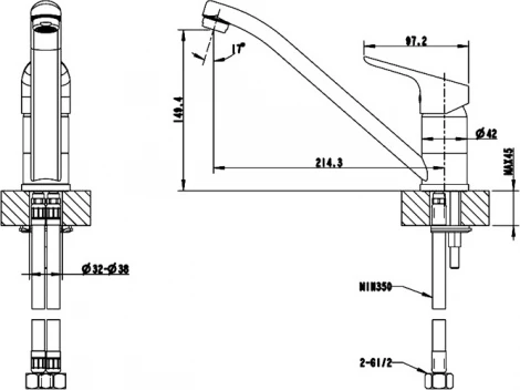 Смеситель Bravat Drop F74898C-2 для кухонной мойки