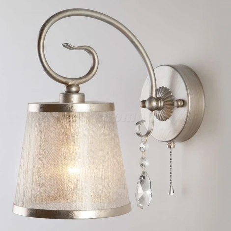 Бра Eurosvet Liona 60065/1 серебро (220V, хрусталь Strotskis, подвески, выключатель)