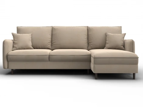 Диван угловой Лига-064 НПБ угол универсальный (ДСП/Дерево/Велюр/Бежевый) Лига Диванов 134769