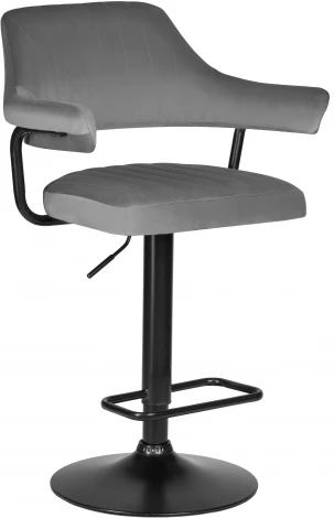 Стул барный DOBRIN CHARLY BLACK (серый велюр (MJ9-75)) 5019_BlackBase-LM BLACK, цвет сиденья серый (MJ9-75), основания черный