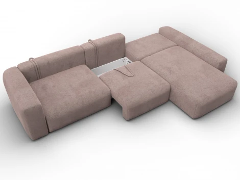 Диван угловой Лига-066 НПБ Лонг угол правый (ЛДСП,Фанера,Брус,Велюр/Бежевый) Лига Диванов 131226