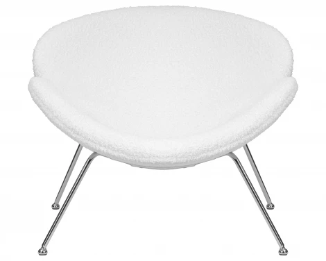 Кресло дизайнерское DOBRIN EMILY (белый (букле) ткань , хромированная сталь) 72-LMO EMILY, цвет сиденья букле белый, основания сталь