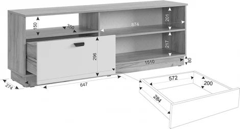 Моди Тумба, цвет дуб крафт золотой/белое дерево Mebelson (арт.MGM-03.2563)