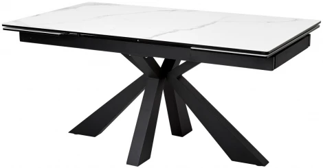 Стол ALEZIO 160 BIANCO TL-45 Белый мрамор матовый, испанская керамика/ черный каркас М-City
