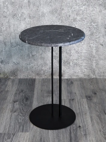 Стол приставной МеталлАрт М015 черный мрамор/черный Mebelik 009777