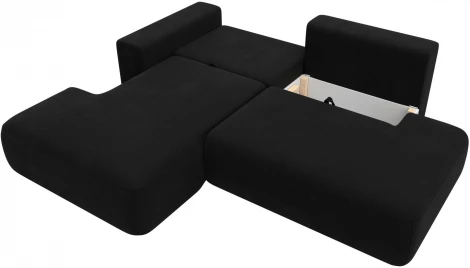 Диван угловой Лига-036 НПБ Модерн левый угол (Черный/Микровельвет) Лига Диванов арт.121399L