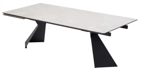 Стол ОРИГАМИ 240 цвет АЙВОРИ (AURA IVORY), керамика / Черный каркас M-City 64721