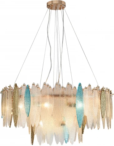 Подвесная люстра Natali Kovaltseva Triada 91002/15C GOLD (220V, на тросе, круглые)
