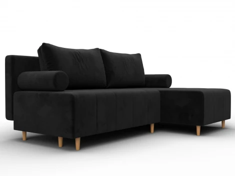Диван угловой Лига-102 угол универсальный (ДСП,Брус,Фанера,Велюр/Черный) Лига Диванов 134794