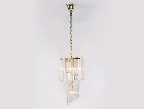 Подвесной светильник Newport 31100 31103/S gold (220V, хрусталь, на цепи, круглые)