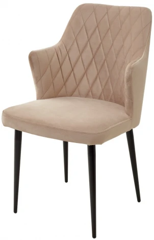 Стул M-City HERMAN БЕЖЕВЫЙ #5, велюр / черный каркас