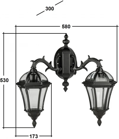 Настенный фонарь уличный Oasis Light ROMA S 95202S 2 15L Bl (220V, IP44)