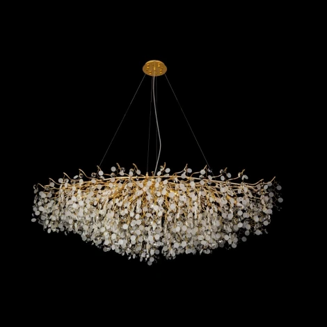 Подвесная люстра большая iLamp Savage 7204-L1600 GD (220V, на тросе, листья, ветки)