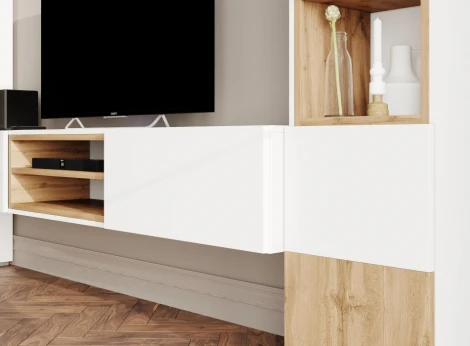 ТВ-тумба Лонгфорд (Лонгфорд белый / дуб вотан) Woodville арт.563530