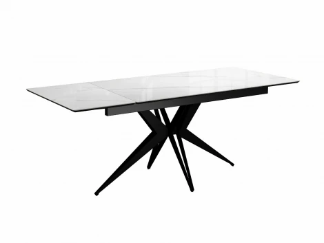 Стол DikLine DKS140 керамика Carrara Gloss (мрамор глянец белый), подстолье черное, опоры черные (2уп.) 00-00085035