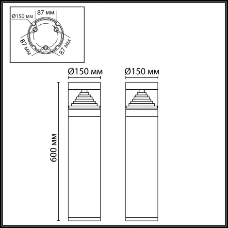 Наземный уличный светильник светодиодный Odeon Light Hulk 7140/20GL черный/акрил/металл IP65 LED 20W 672Лм 360° 3000K 220V (круглые)