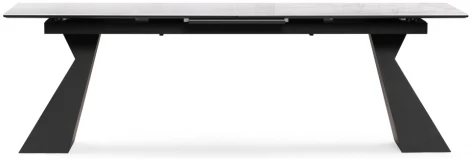 Стеклянный стол Woodville Денхольм 240(290)х100х75 белый мрамор / черный 553548