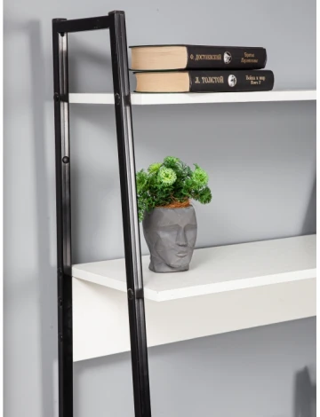 Письменный стол Woodville Минден с надстройкой белое тиснение / черный 553627