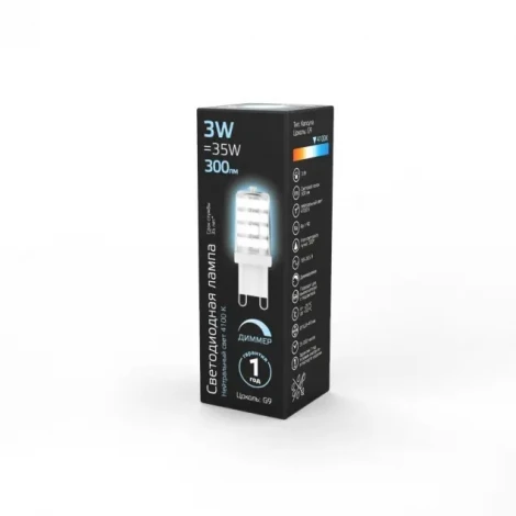 Лампочка светодиодная G9 3 Вт 300 lm 4100K нейтральное белое свечение Gauss 107309203