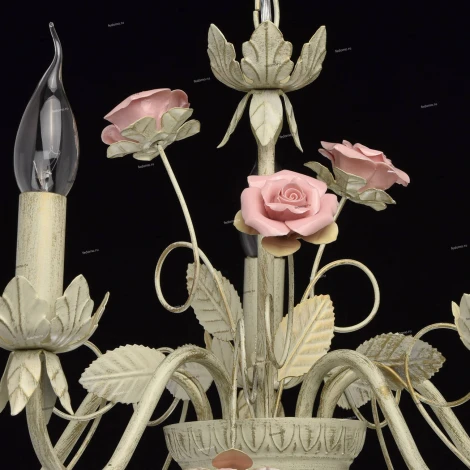 Подвесная люстра DeMarkt Букет 421015005 (220V, на цепи, подсвечник, свеча, цветы, листья, розы)