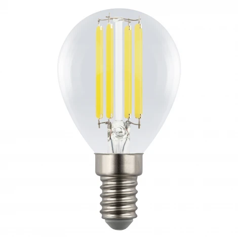 Лампа светодиодная, форма "шар", прозрачная, белый свет 4000K Uniel Яркая A++ LED-G45-4W/4000K/E14/CL GLY01TR