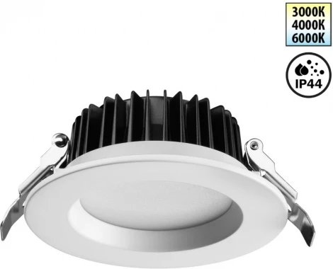 Светильник встраиваемый Novotech Drum 359413 белый с переключателем цв. температуры IP44 LED 10W 220V 3000К\4000К\6000К (круглые)
