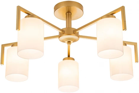 Потолочная люстра на штанге Escada Style 1142/5P Gold 5х60Вт E27, металл/стекло, золото (220V)