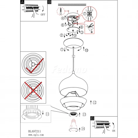 Подвесной светильник Eglo Camborne 97212 (220V, на проводе, круглые)