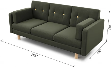 Диван Arsko прямой Ингвар Б велюр зеленый