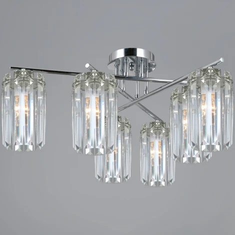 Потолочная люстра на штанге ILLUMICO IL3566-6CSQ-24 CR LYRA (220V, хрусталь)