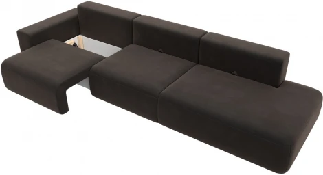 Диван прямой Лига-036 НПБ Модерн Лонг подлокотник слева (Коричневый/Велюр) Лига Диванов арт.121360L