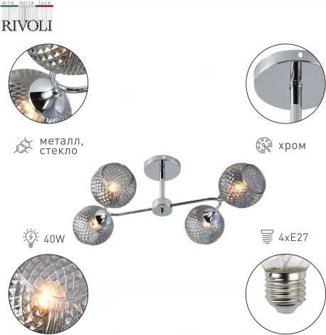 Потолочная люстра на штанге Rivoli Haley 3137-304
