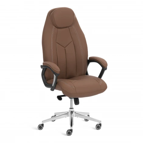 Кресло Босс Люкс/Boss Lux (26) хром Экокожа LUX Classic 18-24, коричневый Tetchair 25933