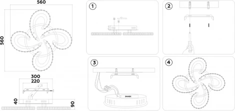 Потолочный светодиодный светильник с пультом Ambrella Acrylica Ice FA1702 (регулировка яркости, 220V, умный дом - Smart Life, круглые)