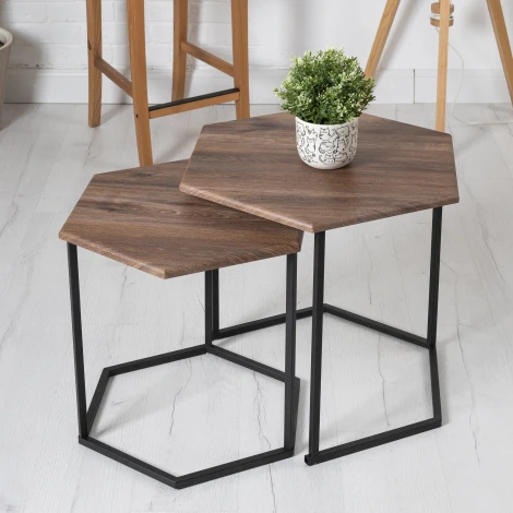 Стол журнальный МеталлАрт М003 коричневый дуб/черный Mebelik 009502