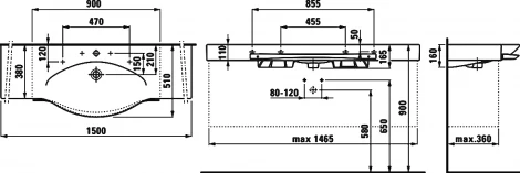 Раковина Laufen Palace 8.1270.6.000.104.1 с полотенцедержателем