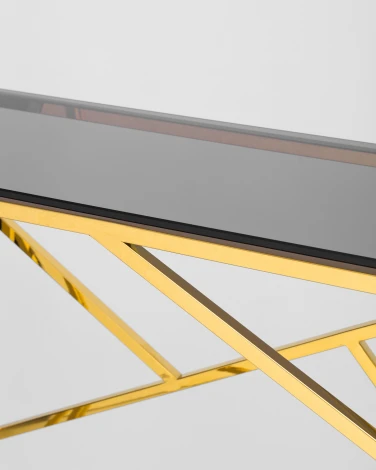 Консоль Stool Group АРТ ДЕКО 115*30 золото стекло smoke УТ000001966