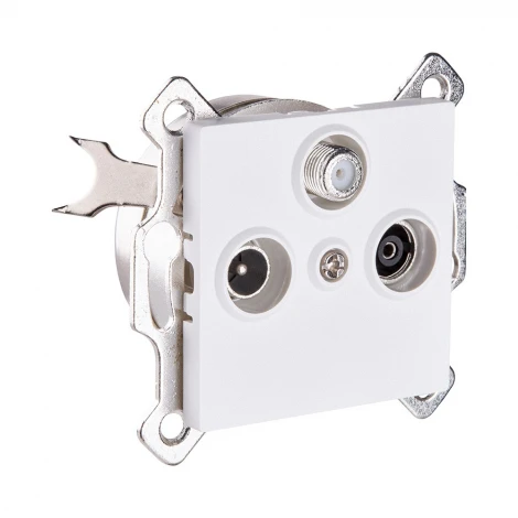 Розетка тройная TV (мама) + TV (папа) + спутниковая SAT белый матовый Kollinger REA-036WM для Aspekt, Eleganz, Reflex