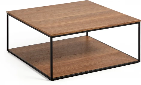 Yoana Журнальный столик из орехового шпона и черного металла 80 x 80 см La Forma (ex Julia Grup) арт.146307
