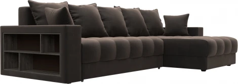 Диван угловой с декором и полкой Лига-050 НПБ Лига Диванов (Велюр) арт.128595