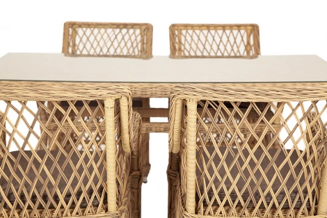 Обеденная группа плетеная, цвет соломенный 4SIS Латте LC6T-7-SET