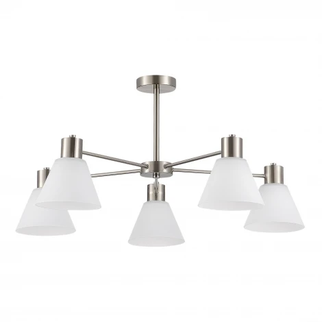 Потолочная люстра на штанге Evoluce Arki SLE1561-103-05 Никель/Белый E27 5*60W