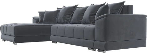 Диван угловой НордСтар левый угол (Серый/Велюр) Лига Диванов арт.121110L
